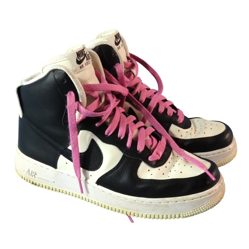 NIKE AIR FORCE 1 ONE High By You Custom SNEAKERS SHOES White Black Pink WOMENS 9